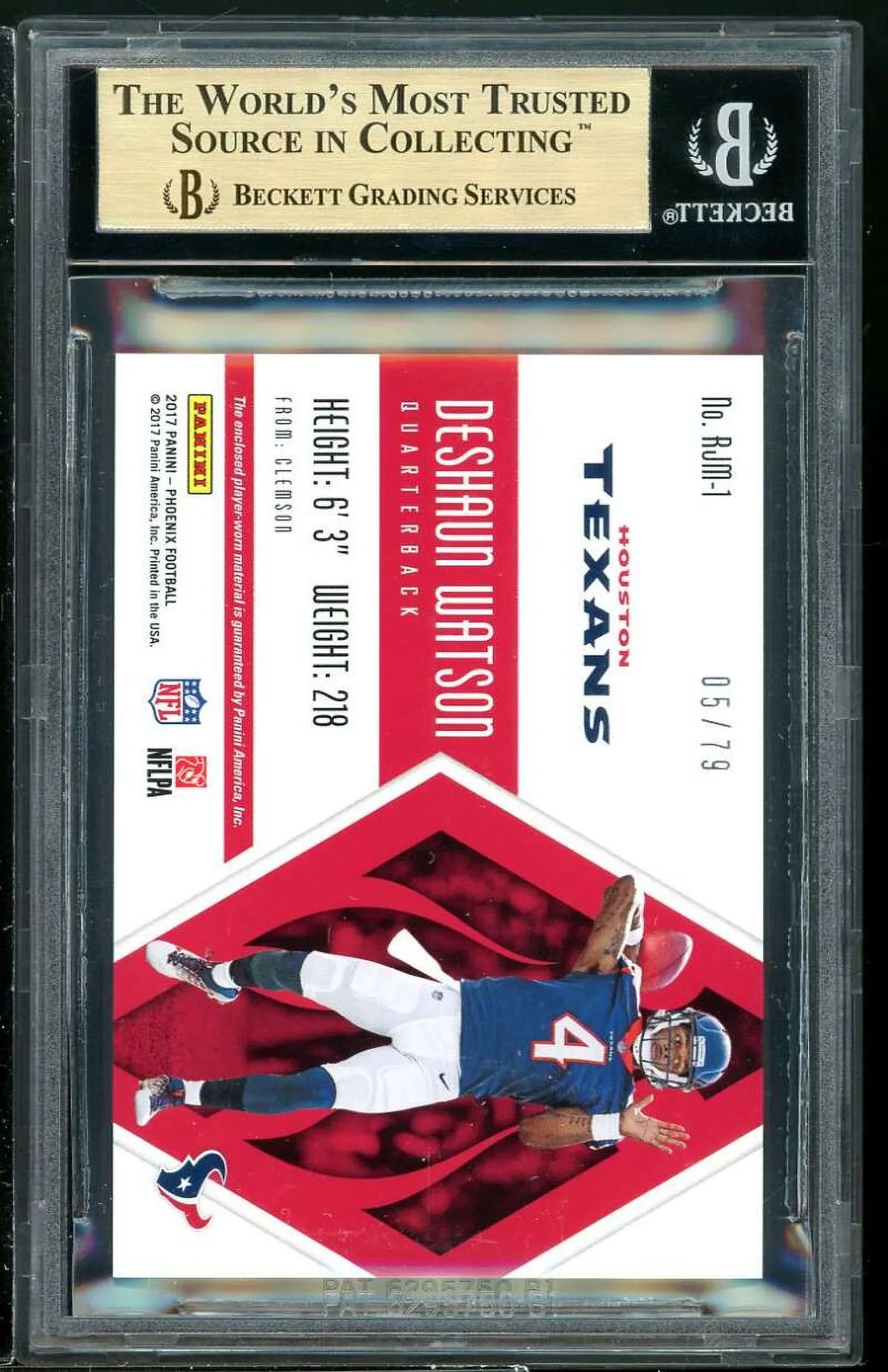2017 Jerseys Deshaun 9.5 Rookie Phoenix BGS (pop 1) Watson #1 Card Rookie Jumbo