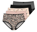 Geometric Whip 9 Microfiber 5-Pack dimension Solids Burke Leopard Brief - Panties Stretch Peach Colors - - Delta Women's