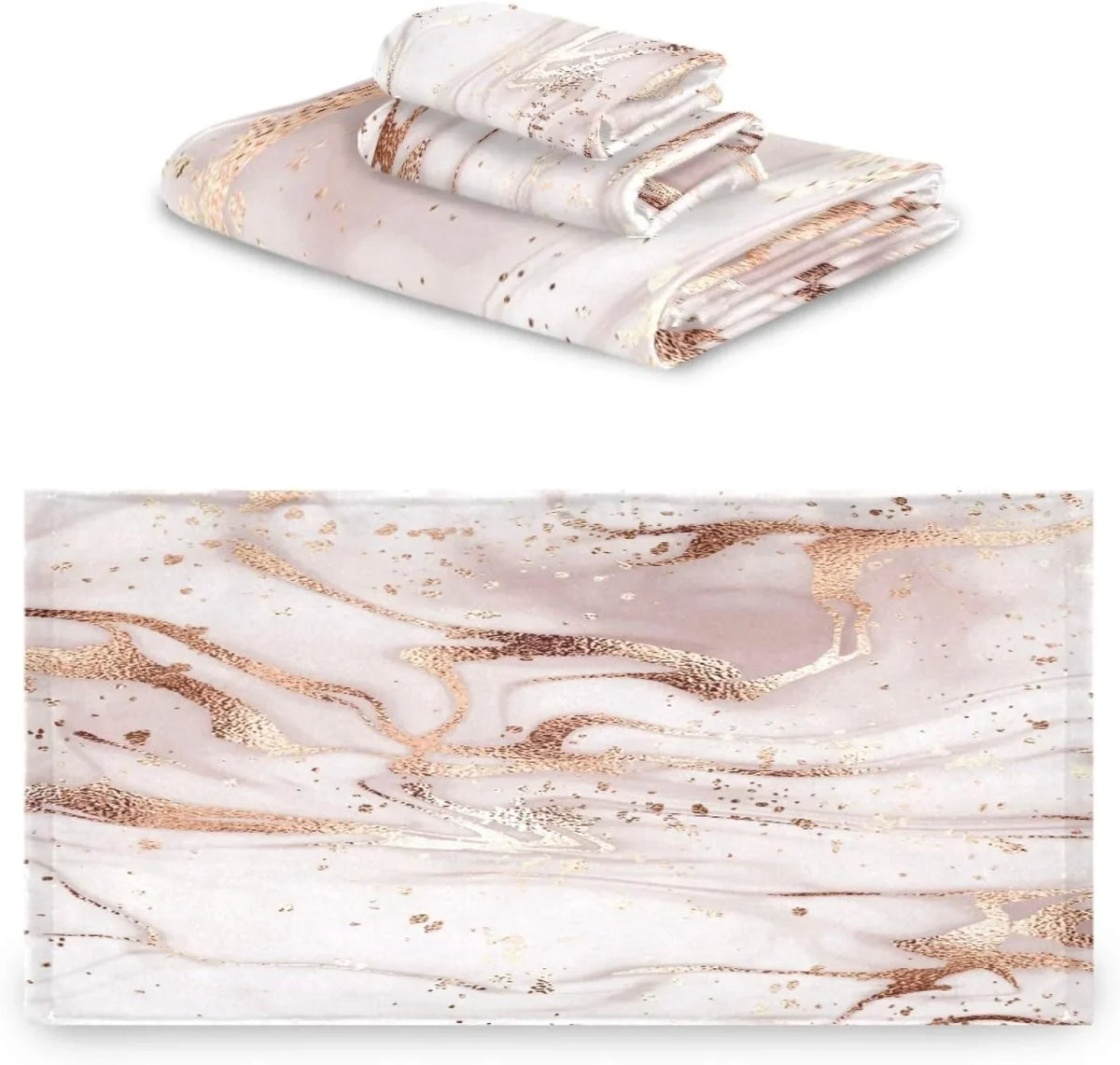 Towels Towels Rose Towel Bath Decor, Piece Set GZHJMY Absorbent for Soft Abstract Home Set Marble Gold Bath Comfortable Hotel 3 &