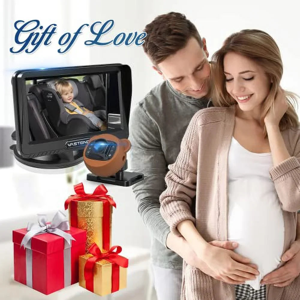 Wide Mirror 150&deg; Case View Car Car Kit,With Night & VASTEND Function,5 Silicone Travel Baby Safety Install Easy Cute A Baby 1080P Camera,360&deg; Rotation with Mins to Vision