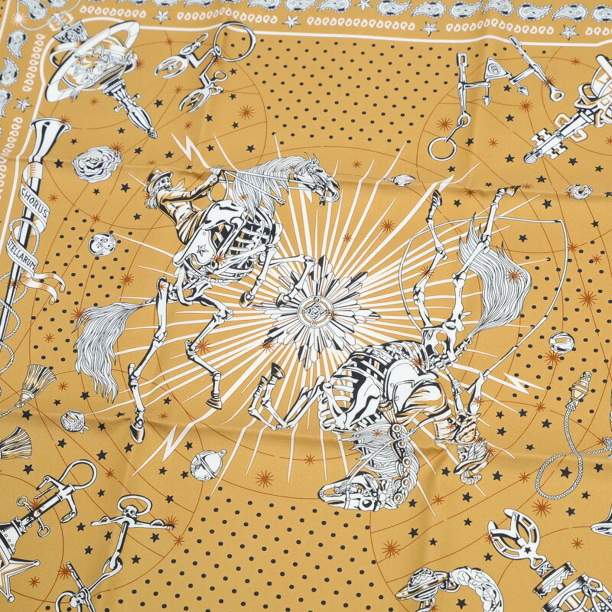 (Like CHORUS Carre 100% Hermes 55 Silk Bandana STELLARUM New) Pre-Owned