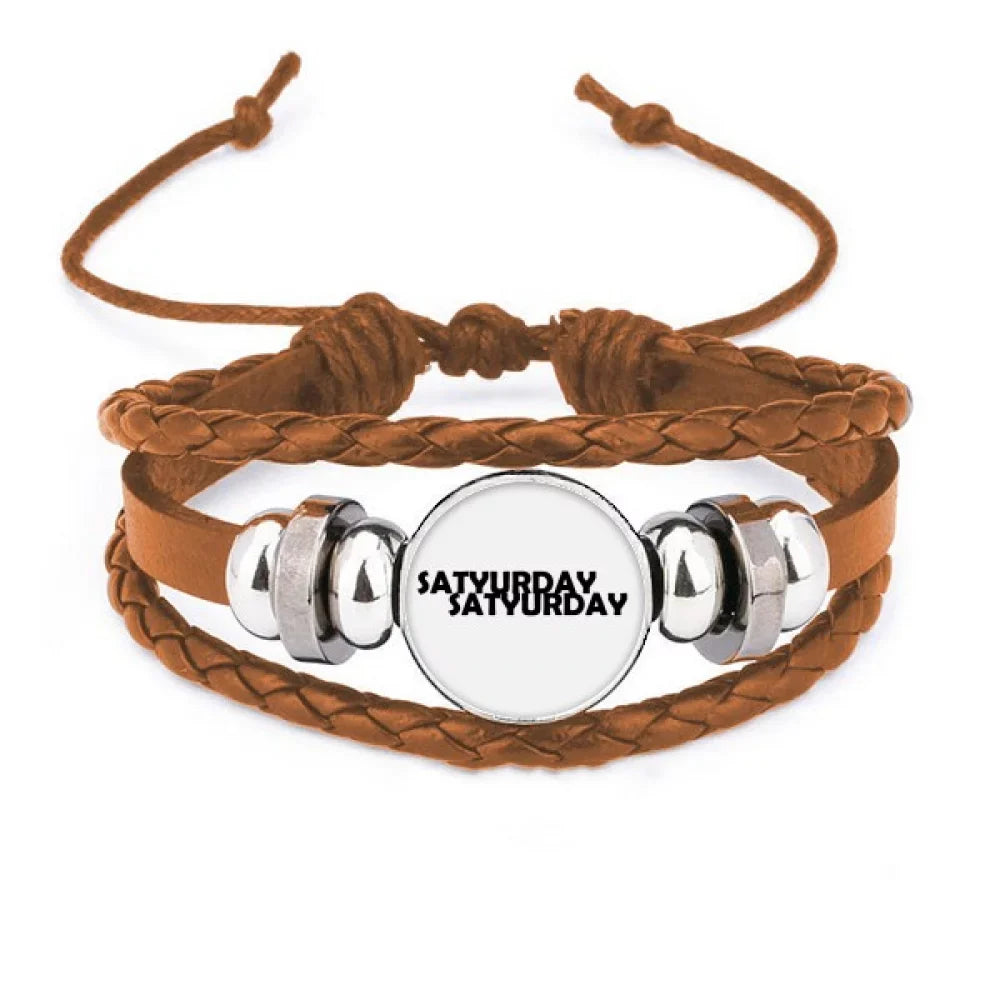 Leather Wristband Characters Bracelet Ornament Jewelry Stylish Saturday