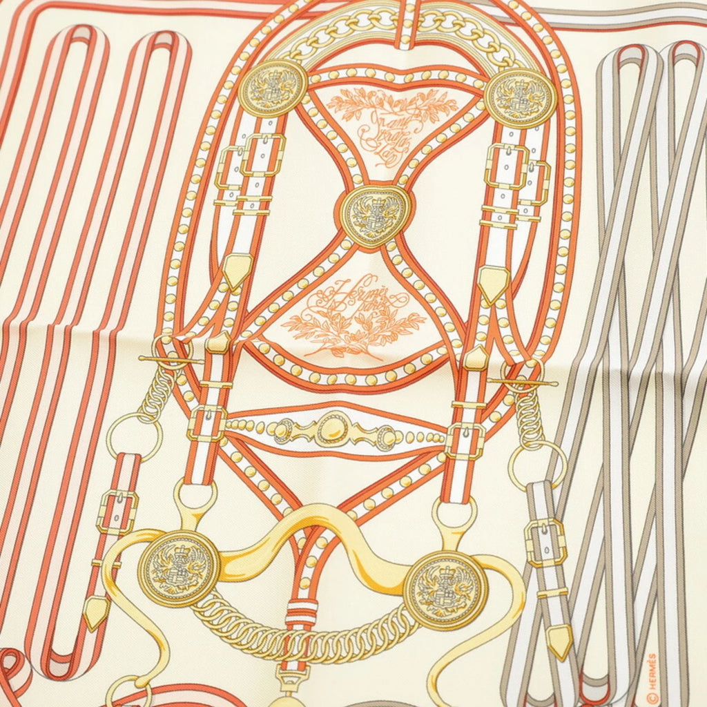 Cream 45 Gavroche Grand Pre-Owned Hermes Orange (Like Scarf Tralala New) White Carre