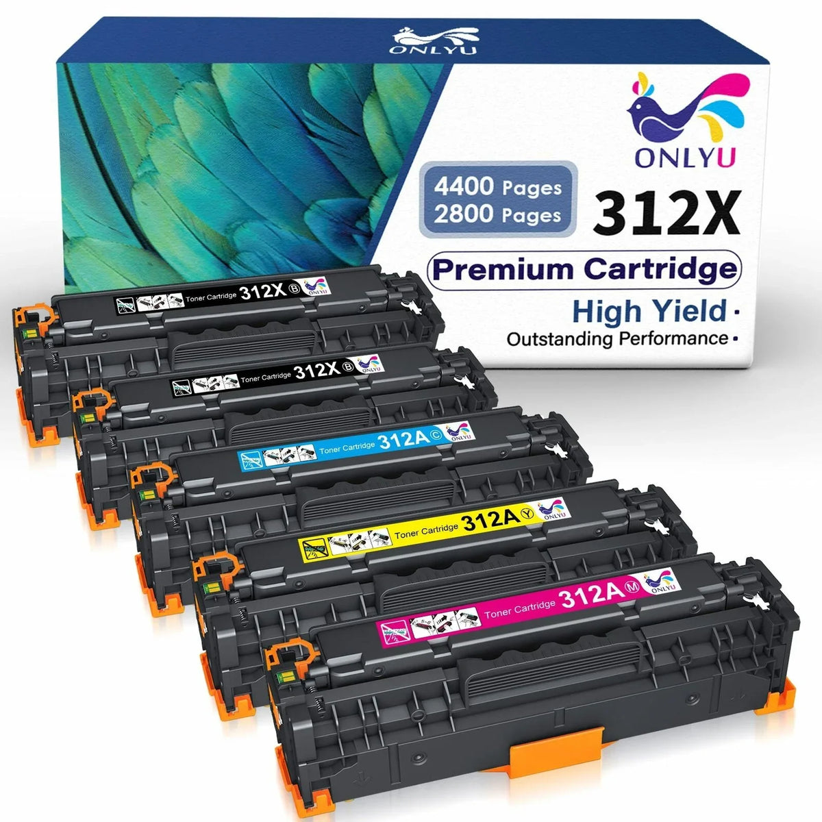 Compatible CF382A HP M451dn Cartridges 312X 312A M375nw Toner for 5-Pack Laserjet Printer, CF381A Toner Replacement 312X Color MFP Pro 312A M475dw with CF380A CF380X CF383A 400 HP M451dw M475dn M451nw