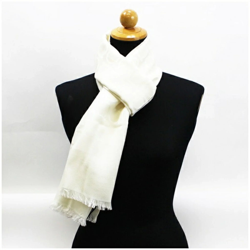 AB ladies Pre-Owned x Ferragamo pattern (Good) stole wool SALVATORE FERRAGAMO white silk Salvatore rank Gancini