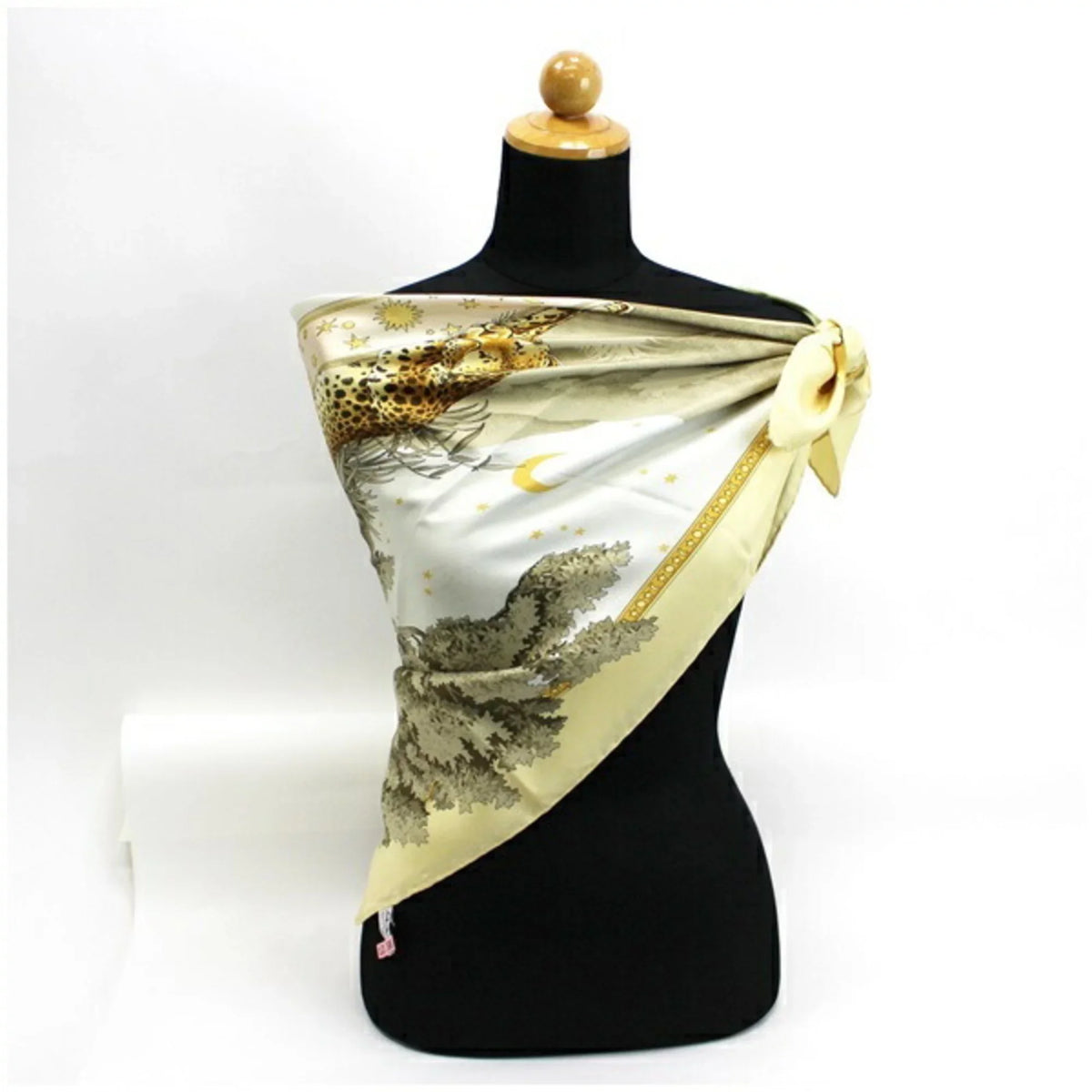Ferragamo muffler yellow Salvatore paper Pre-Owned SALVATORE FERRAGAMO silk pattern ladies animal leopard print scarf (Good)