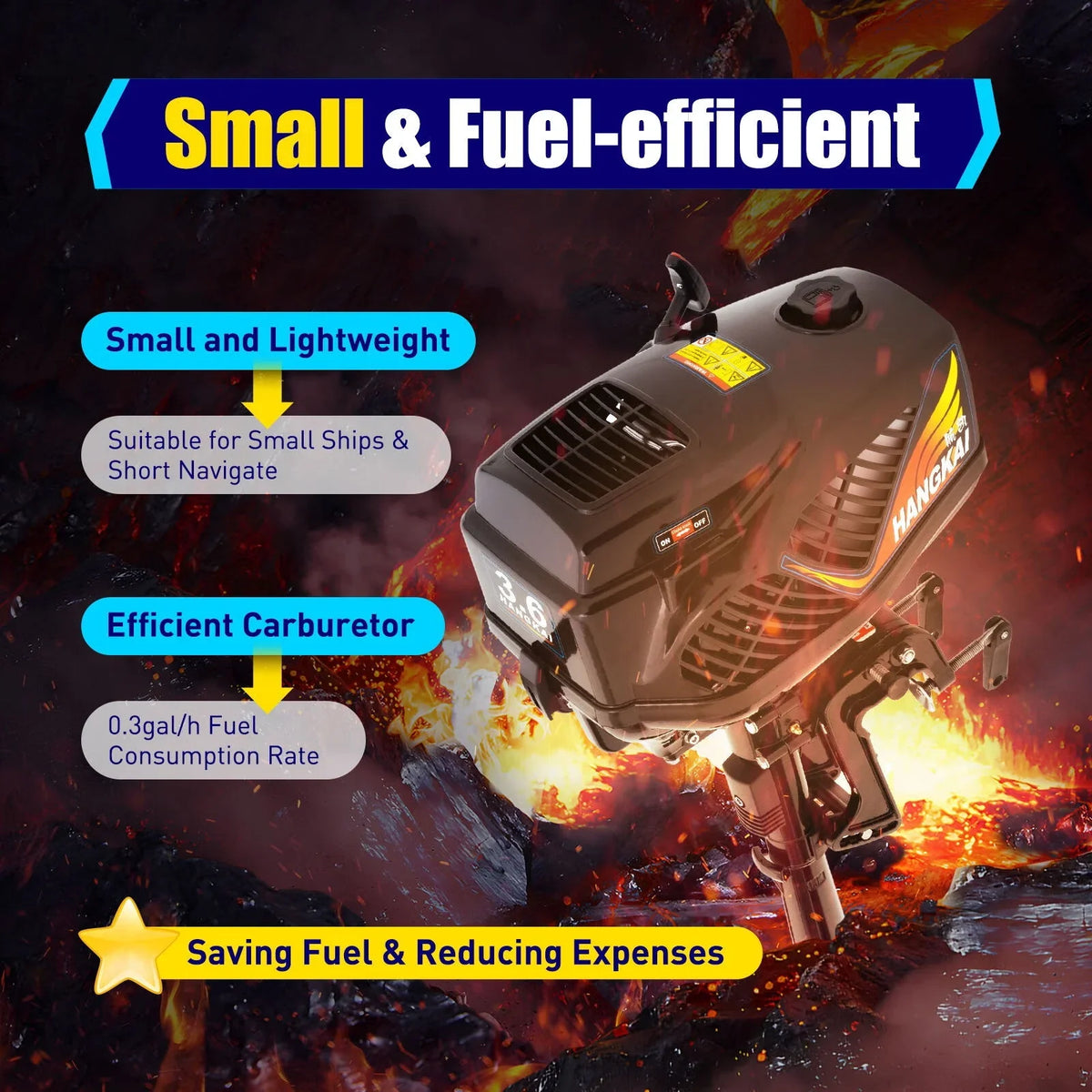 Boat Motor for Aquaculture Stroke 2 Engine Fishing Outboard WUZSTAR Motor,Trolling Boat Adventure 3.6HP exterior