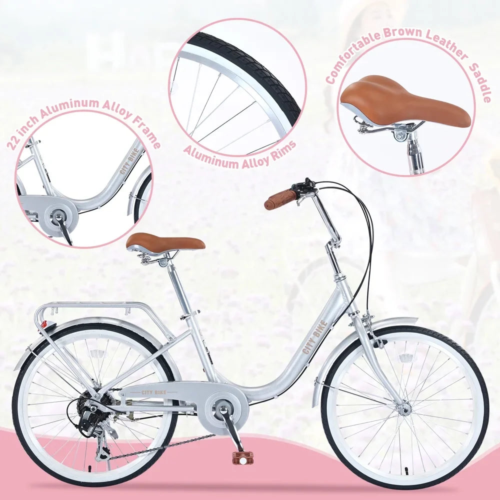 je Girls Bicycle and Bike 8+Years, Aluminium jx Alloy Yone Inch derailleur,Silver Frame,7-speed Kids Ages 22 for Shifter