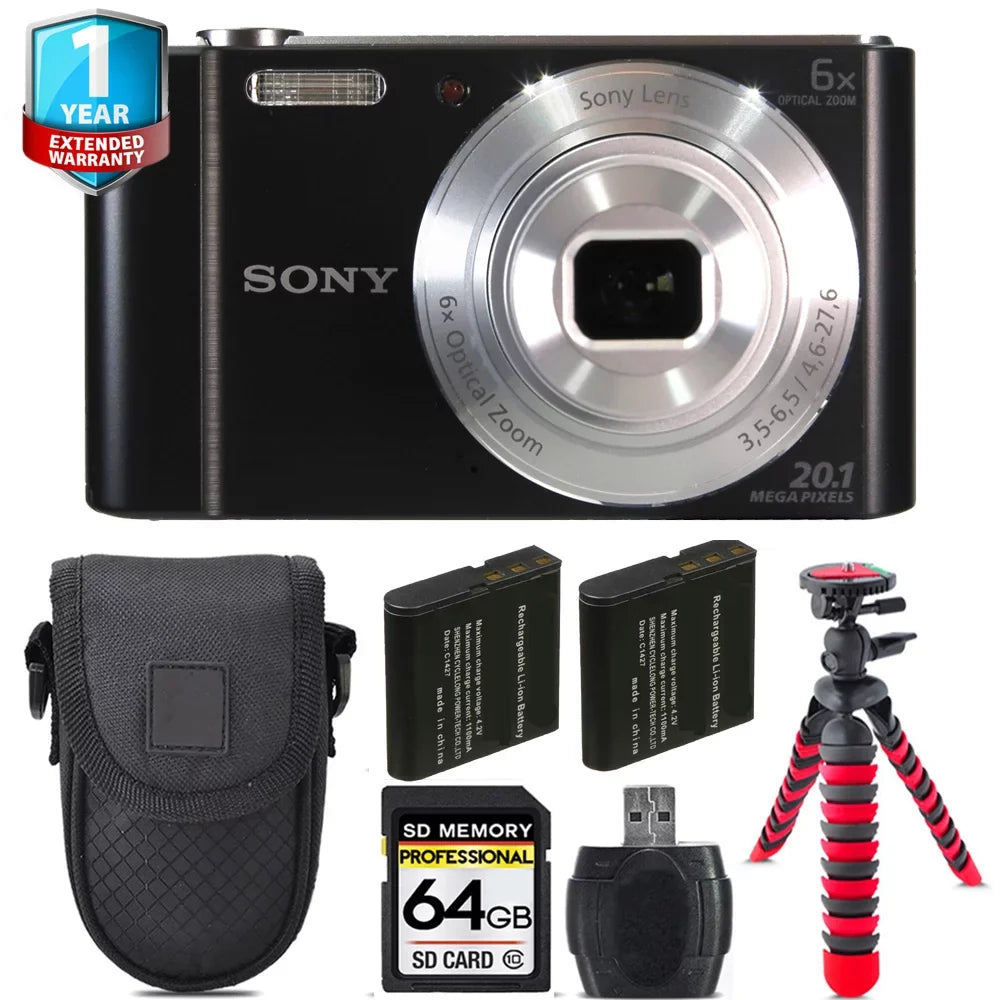 '+ -64GB Kit Battery Yr Cyber-shot DSC-W810 Camera Digital 1 + Warranty +Tripod Extra