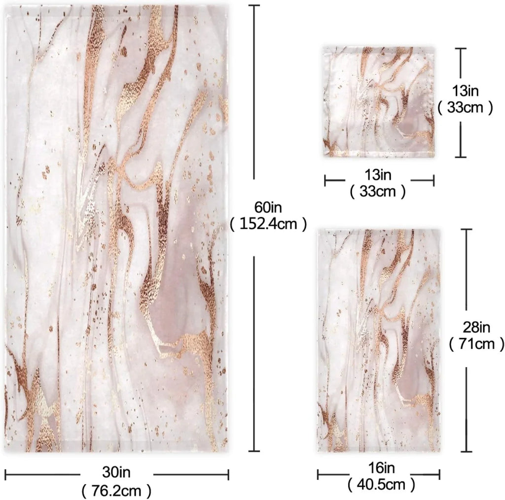 Towels Towels Rose Towel Bath Decor, Piece Set GZHJMY Absorbent for Soft Abstract Home Set Marble Gold Bath Comfortable Hotel 3 &