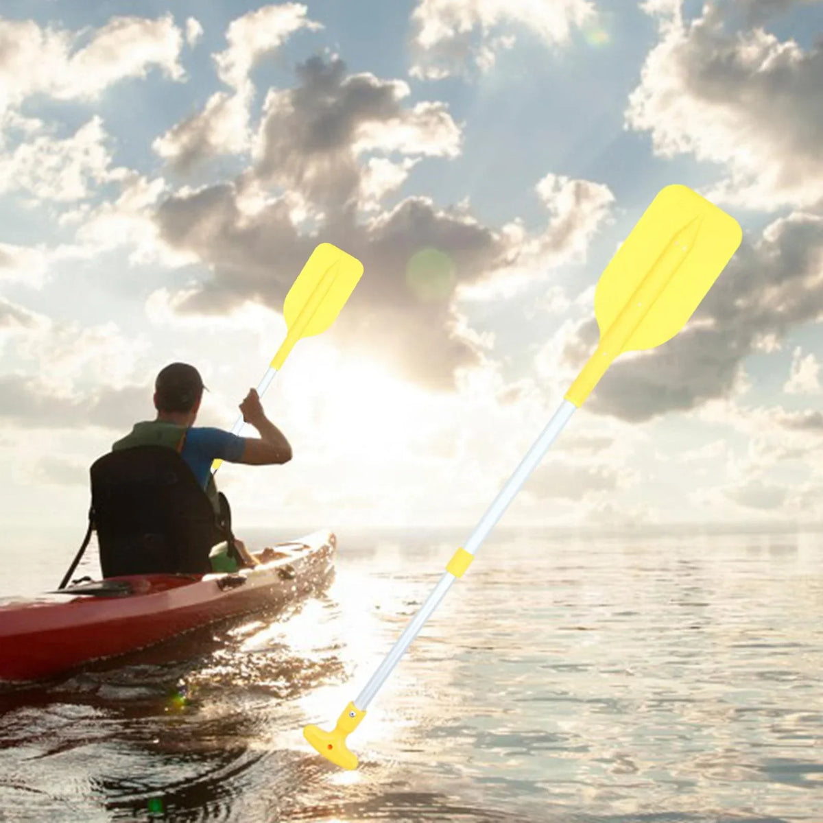 Durable Flexible Canoe BAOSITY Canoeing Activities Yellow Sports Paddle Kayaking Boat Paddle Boat Oars exterior Beginners Float for