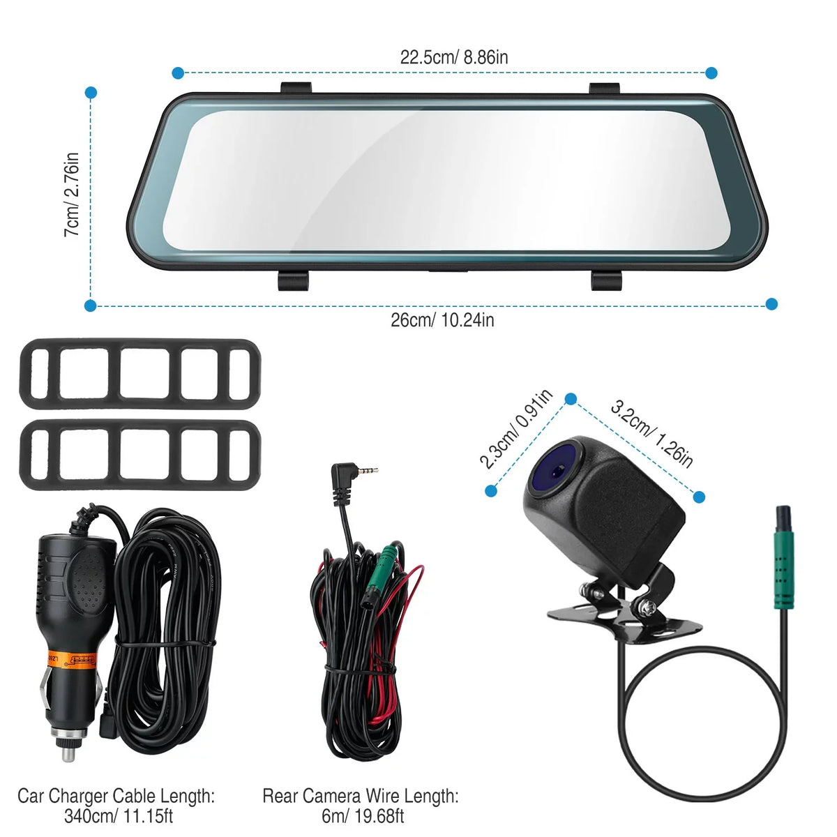 1080P Parking Driving DVR Seamless Camera FHD 9.66In Sensor Recording Monitoring iNova Recorder Dash Vehicle G with Car