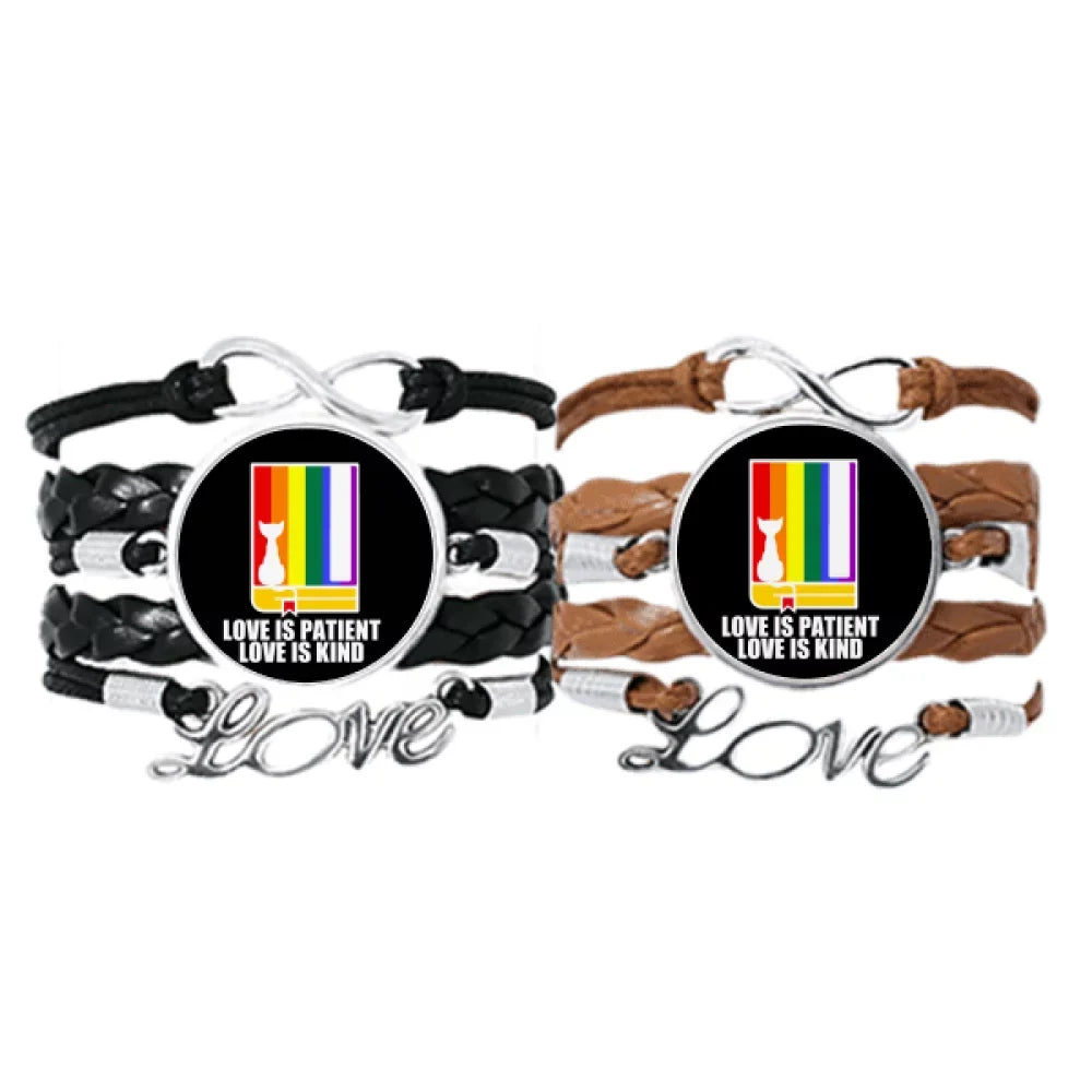Bracelet Set Leather Love Wristband Is Strap Double Love Is Patient Kind Hand Rope