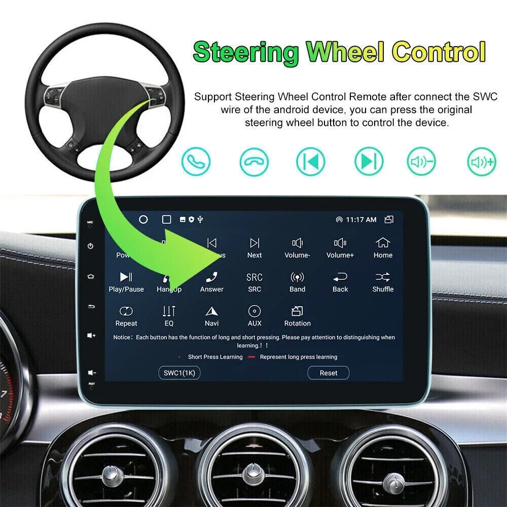 2DIN 12 Carplay 10.1" Android Double 4+32GB Car Radio Rotatable GPS Stereo