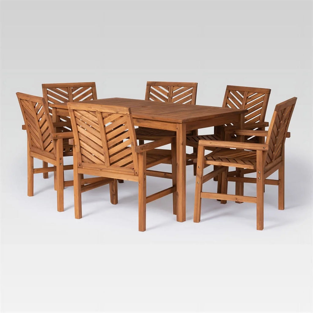 Dining Vincent 7-Piece Patio Brown - Set Chevron exterior
