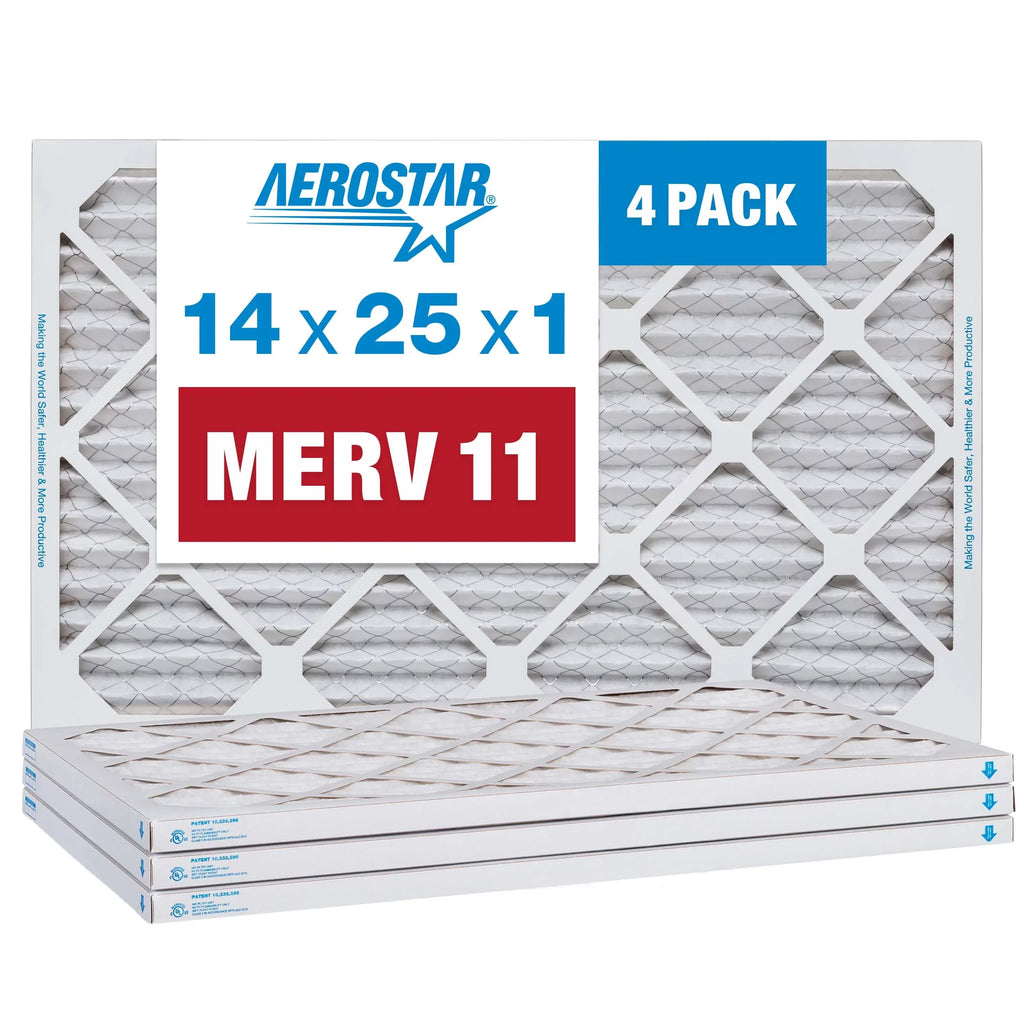 MERV Furnace 4 14x25x1 Air AC Filter, 11 Aerostar Air Pack Filter, Pleated