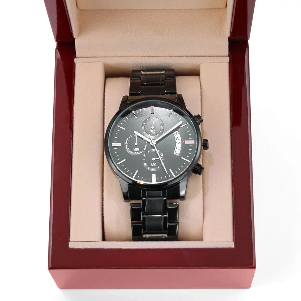 Husband My For Man Black Love or I Chronograph You Engraved Boyfriend Watch