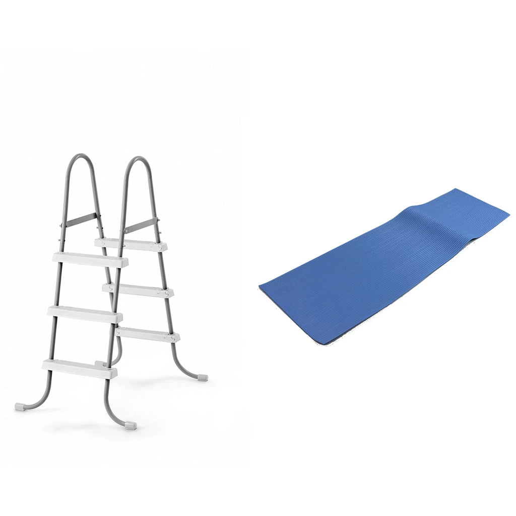 Intex 42-Inch Ladder Steel Frame + Pool Protective Pool Mat Ground Above Ladder