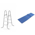 Intex 42-Inch Ladder Steel Frame + Pool Protective Pool Mat Ground Above Ladder