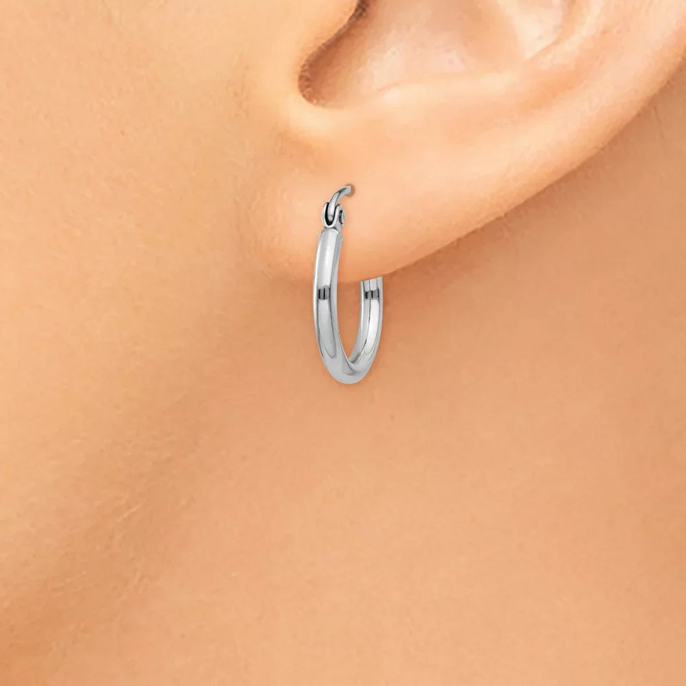 Men Lightweight Real Polished Adults Gold for Earrings; Teens; Women and 2mm Hoop for Tube 14kt White and