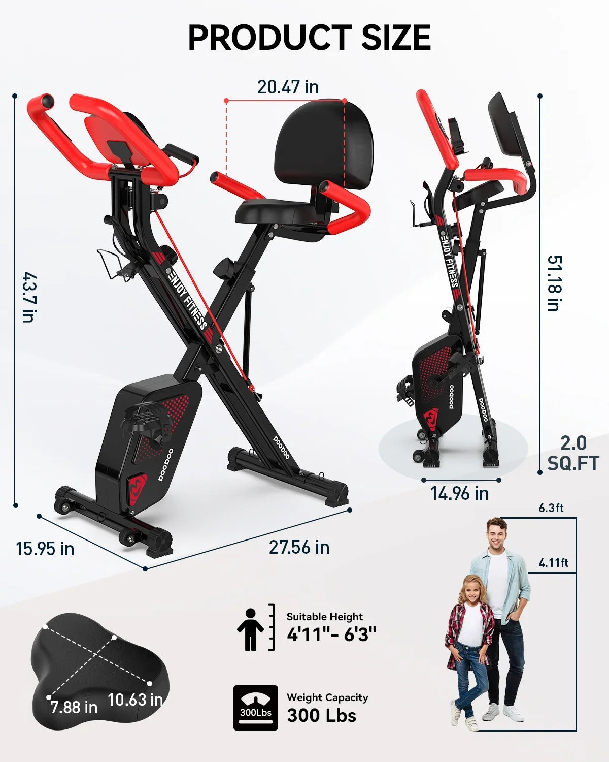 Arm Workout Exercise Quiet Exercise Resistance Bike Bikes lbs Stationary Magnetic with 3-in-1 360 Pooboo Bike Bike Home Folding Bands