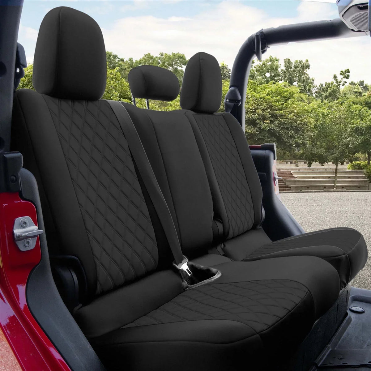 with Fit Seat Set Rear Group FH Freshener Air for Neoprene Car Custom Covers 2020-2024 Jeep Gladiator, Black