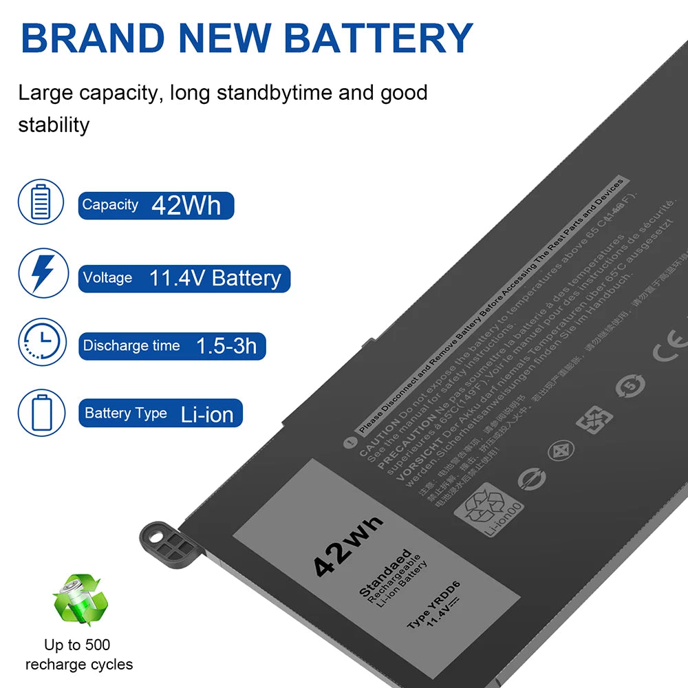 42Wh For 2-in-1 5491 YRDD6 Battery 5481 3-Cell 5485 Laptop 14 Inspiron 5482