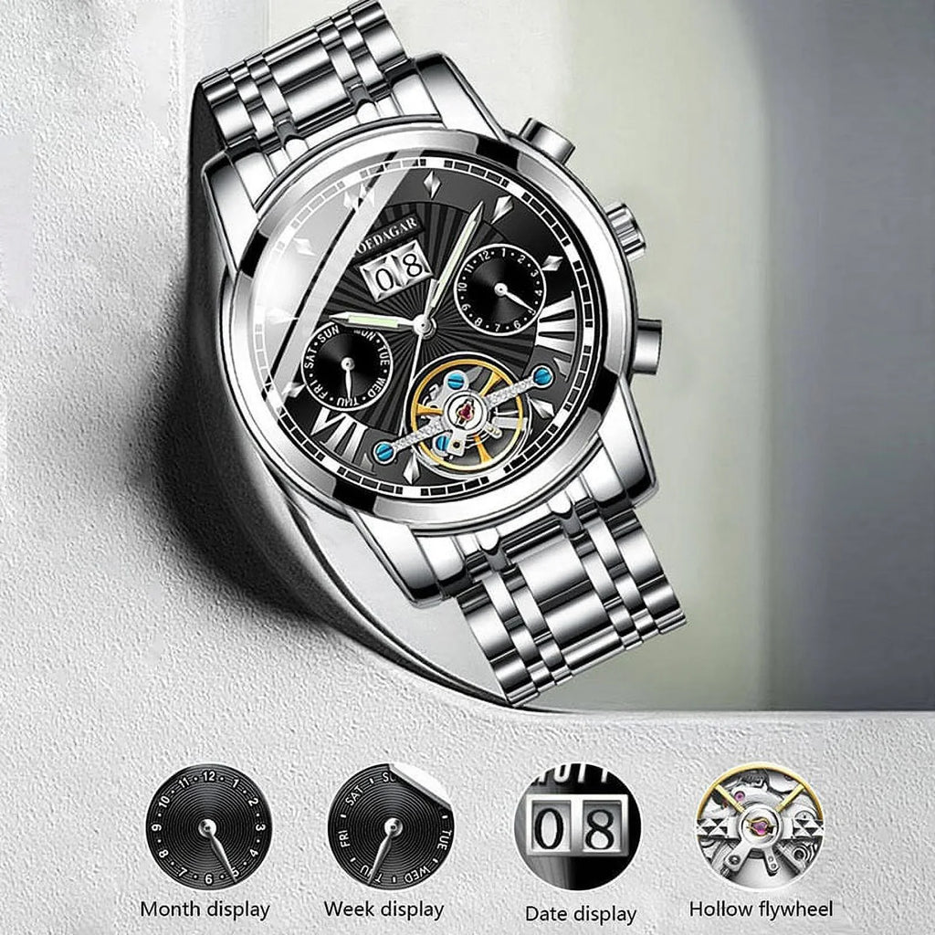 Luxury Watches Stainless Brand Wristwatch POEDAGAR Top Watch Business Waterproof Stain Luminous Men's Men Mechanical Automatic