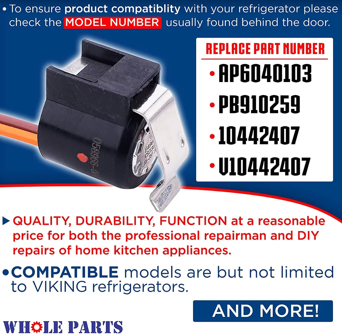 & Replacement - Some Refrigerators Compatible Viking With Defrost Part Terminator Whole Parts Thermostat # 058966-000