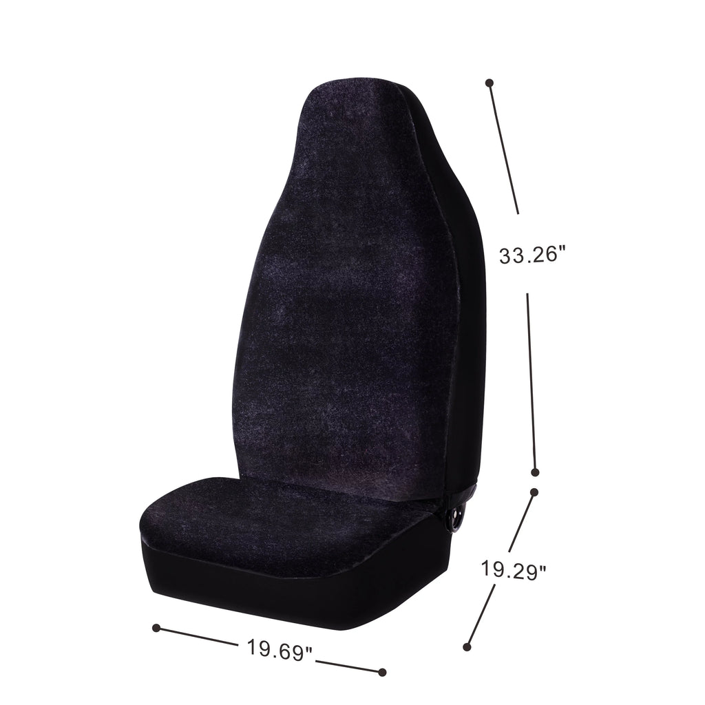 Polyester Faux Universal Car Drive Back Fit, Soft High 2 Black, Covers Seat Piece 2002SC101 Fur Auto
