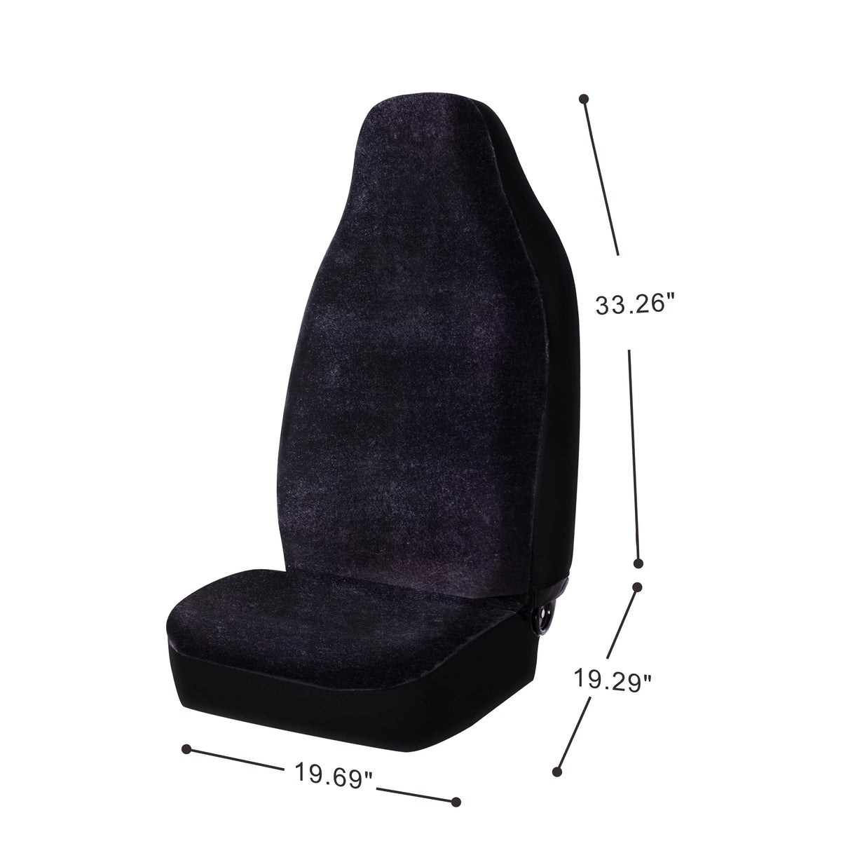 Polyester Faux Universal Car Drive Back Fit, Soft High 2 Black, Covers Seat Piece 2002SC101 Fur Auto