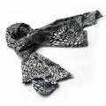 Leopard Silk Soft White Animal Blancho Print & Black Scarf/Wrap/Shawl(Small) Fashion Distinctive