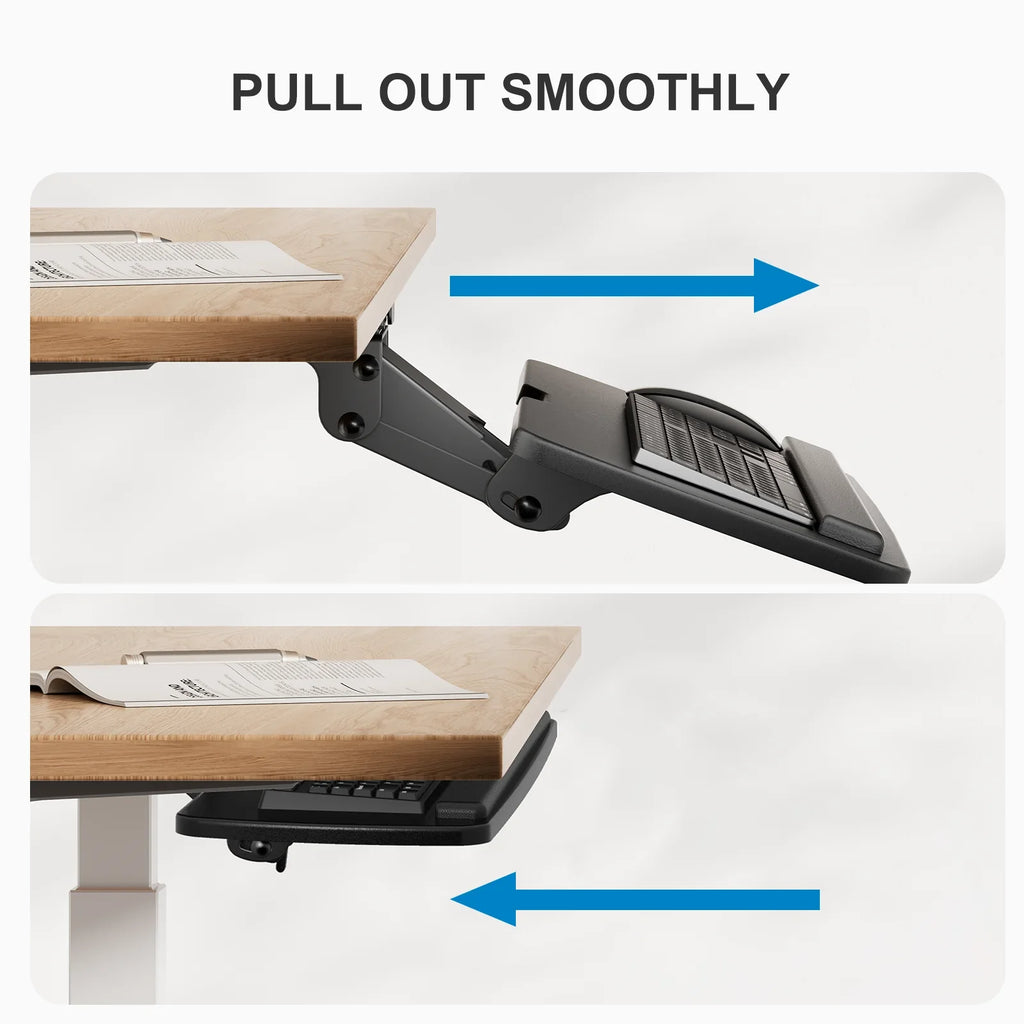 Tray,25" Adjustable, & Keyboard Black Sliding x Mouse 9.8"