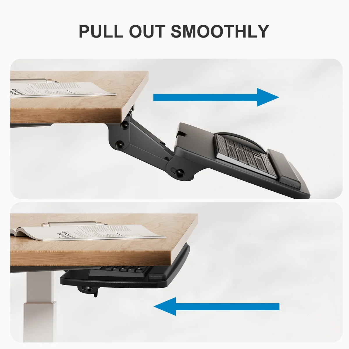 Tray,25" Adjustable, & Keyboard Black Sliding x Mouse 9.8"