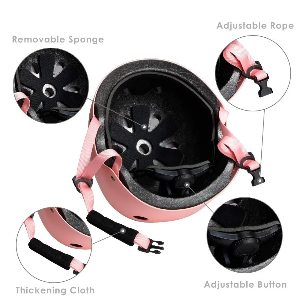 Small Set Bike, Pad Adult, Guard Elbow S Cycling SPOFINE Helmet Skating, Pink Youth Bike Skateboard, Wrist Pad Kids for Gear Knee Protective Helmet, for Toddler