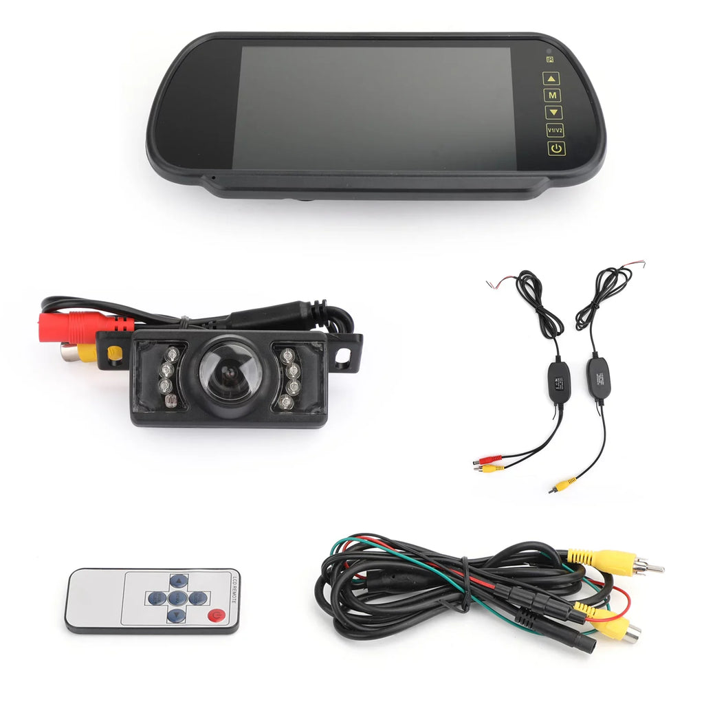 Rear Kit Monitor Rear IR Night Camera + View Car 7" View Mirror Wireless
