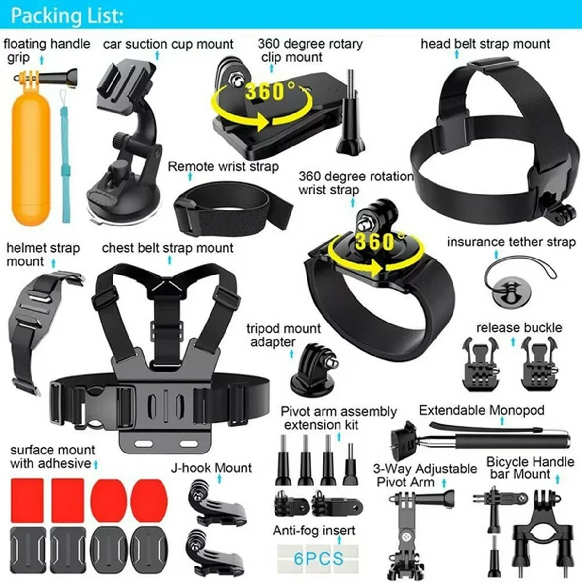 HERO5 Bundle Kit Accessories Black (Refurbished) Restored Camcorder 4K with Camera Action 35-in-1 GoPro Waterproof Video 33ft