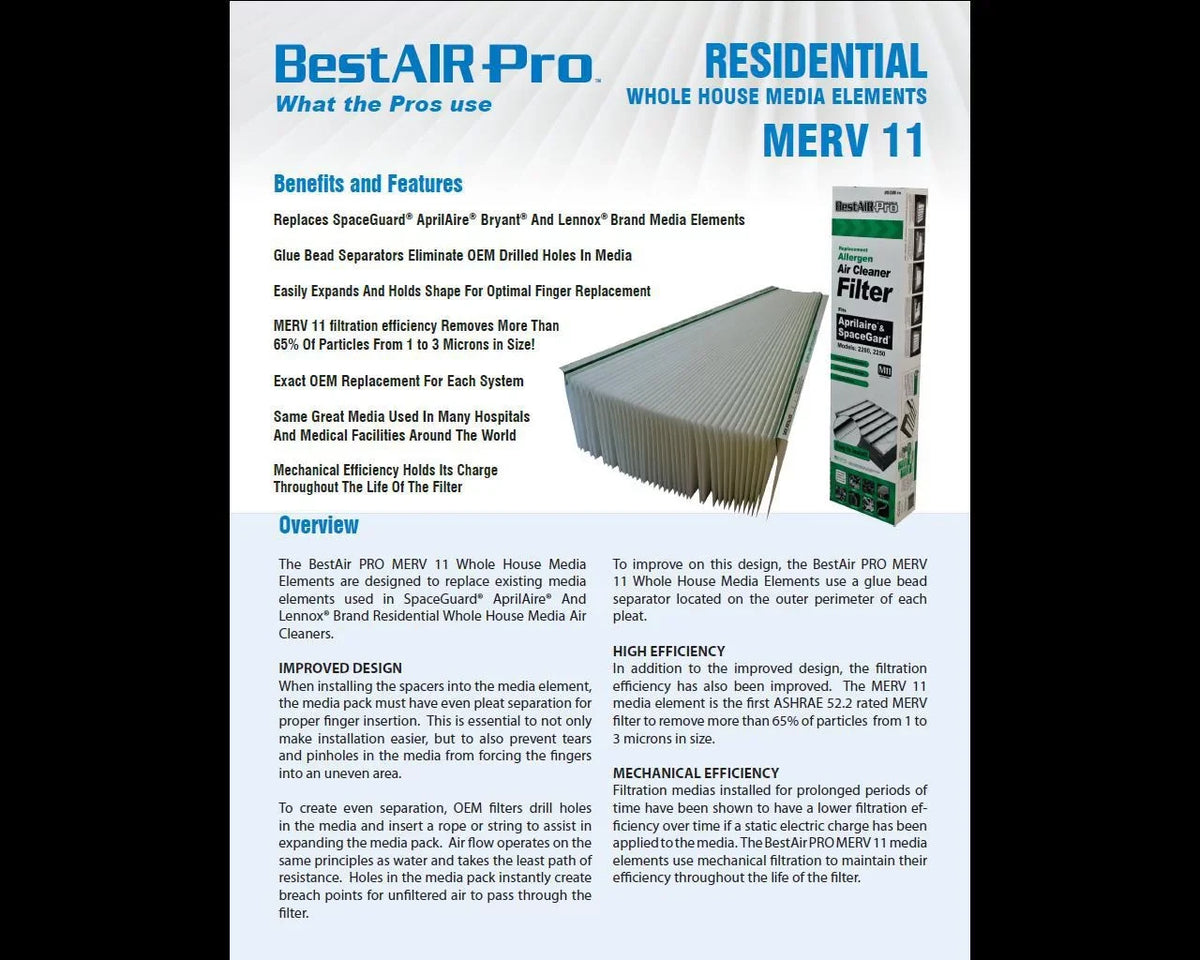 MERV x 6 Inch Lennox 17 Filter Healthy Replacement x 11 Climate 28 x0444