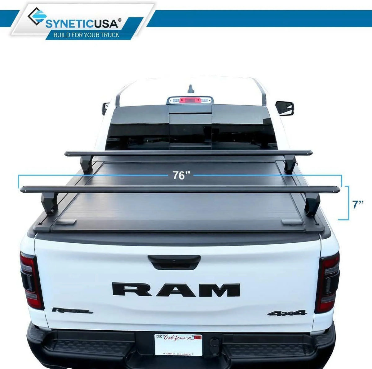 5'7" 1500 Syneticusa Low Bars Fits Waterproof Black Road Cover 2019-2022 Off Tonneau Aluminum Profile with Hard (67.4”) Cross Ram Retractable Matte Bed