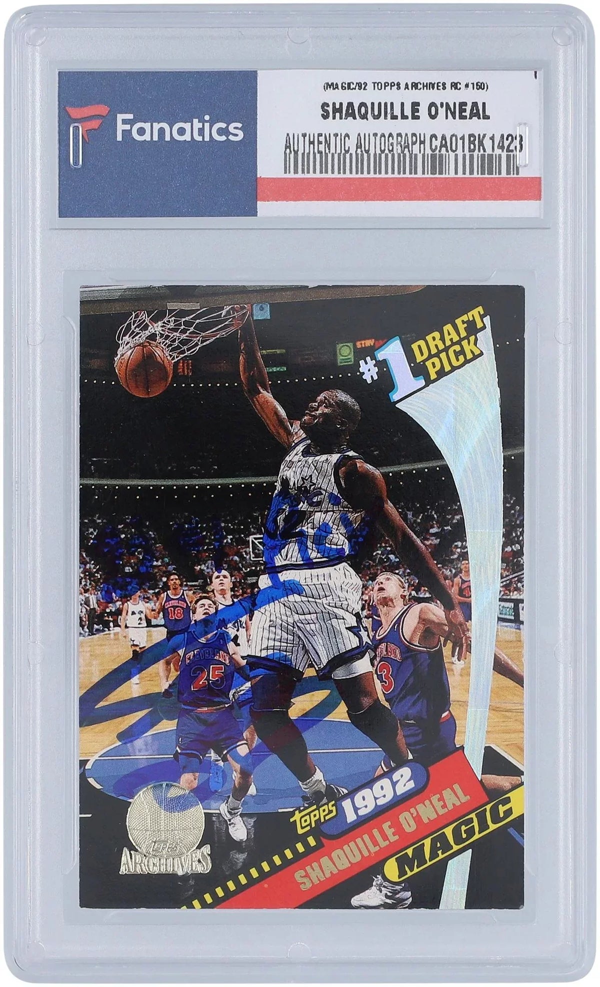 '- Authentic Autographed RC Certified Orlando Inscribed Magic Topps #150 O'Neal - # Shaquille Card Draft 1992 Archives Pick Topps Fanatics