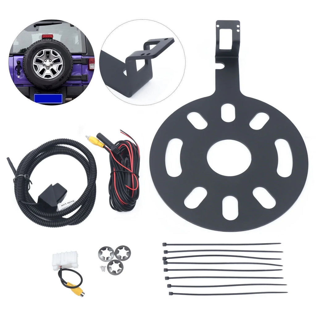 View Mount Jeep Backup Tire Rear ZhdnBhnos 170° Spare JK Camera Wrangler for Bracket 2007-2017 Kit