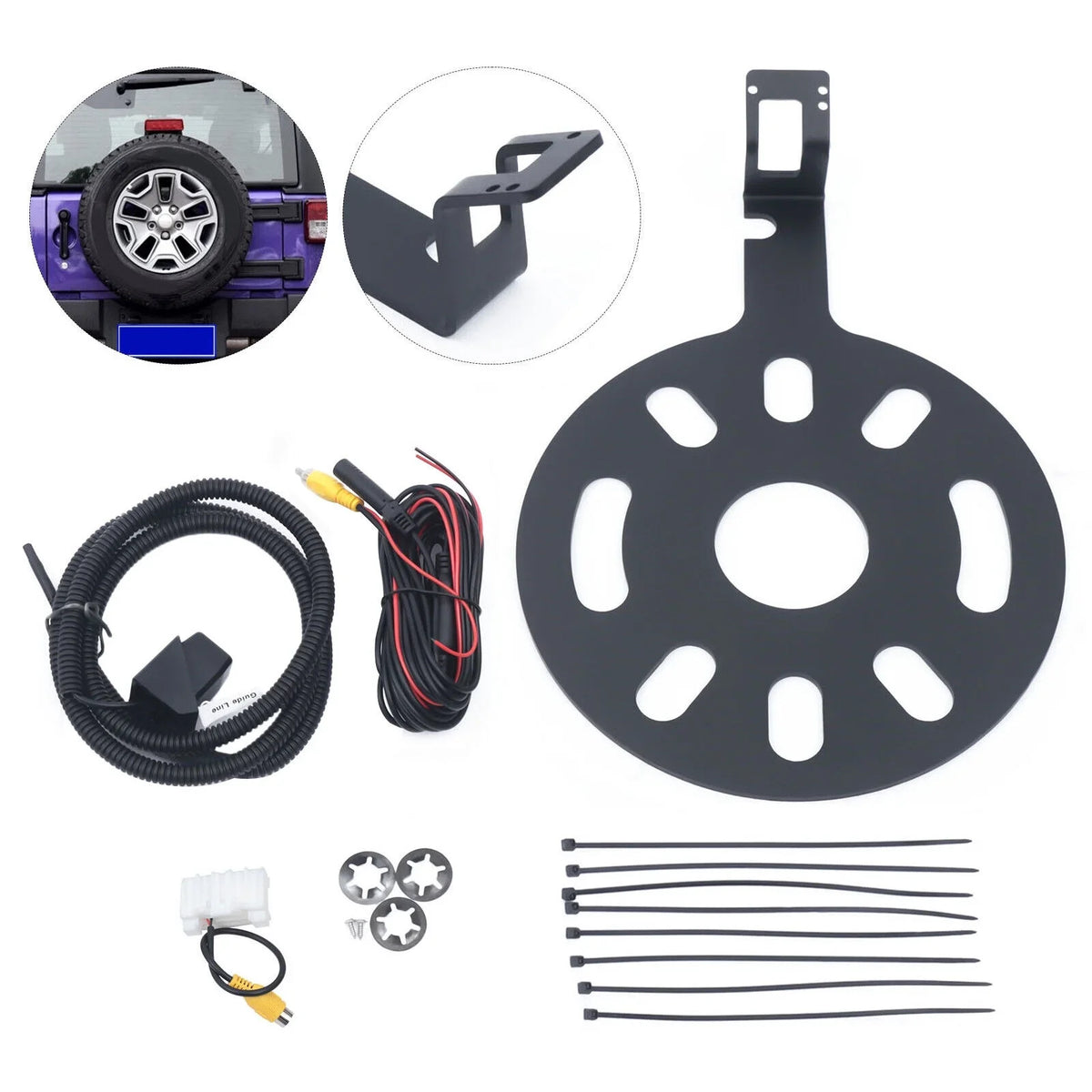 View Mount Jeep Backup Tire Rear ZhdnBhnos 170° Spare JK Camera Wrangler for Bracket 2007-2017 Kit