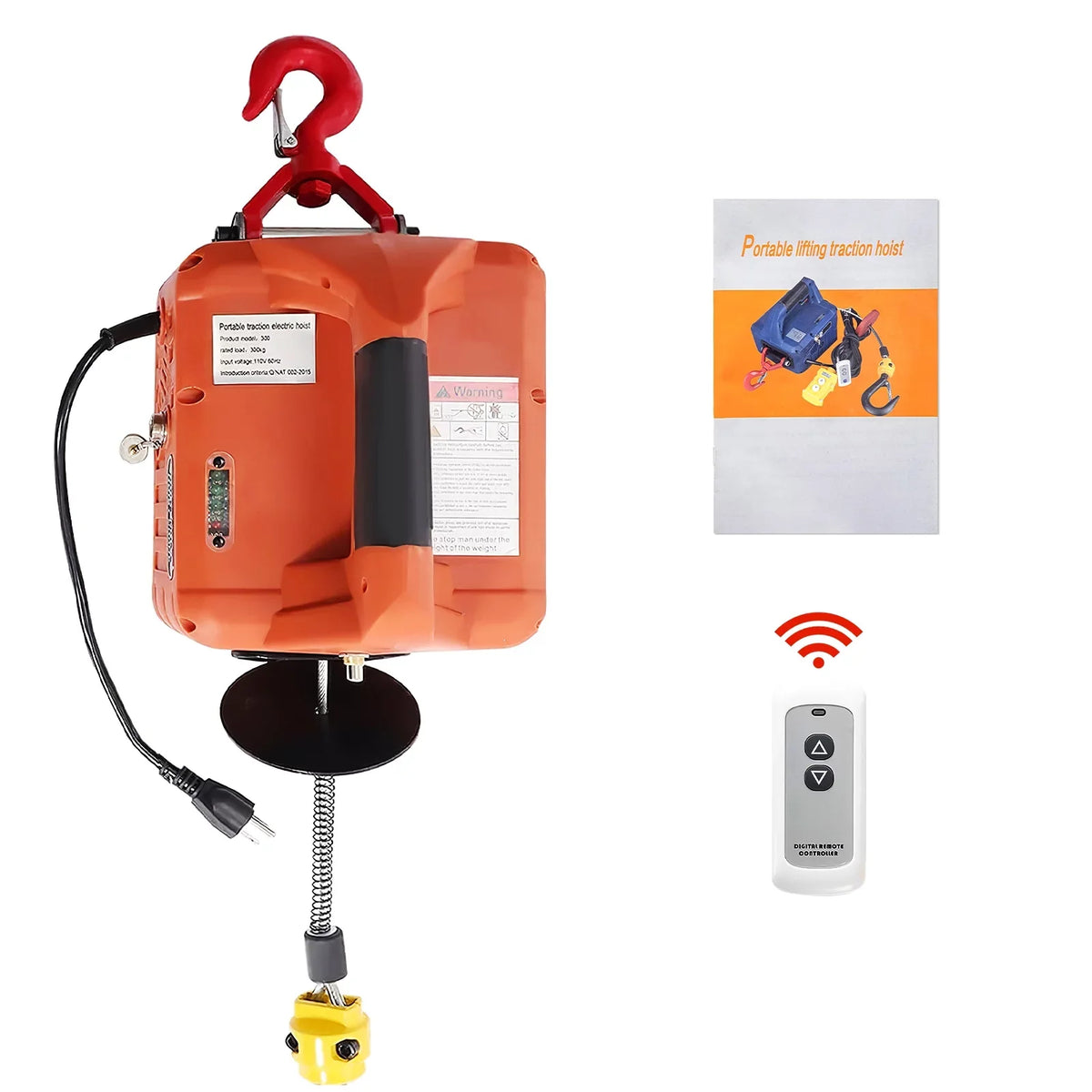 Power Remote w/Wire 2200lbs Protection Hoist 2 Crane, 110V and Wireless Winch, Winch, Overload 25ft Height, Lifting Control, Towing for Winch Lifting 1 in Electric Portable Electric