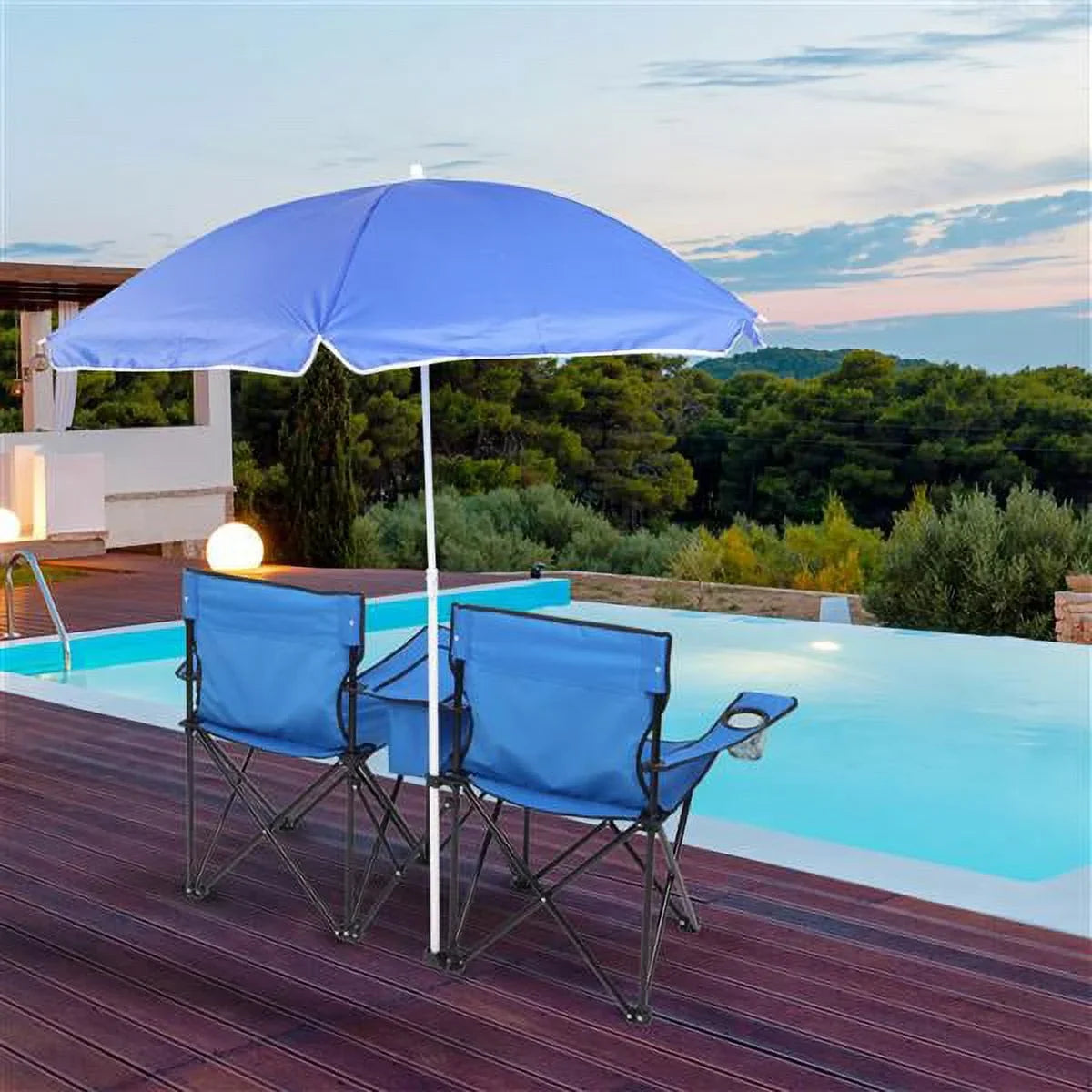 Folding Chair, Pool Bag, Portable exterior Camping Blue High exterior SYTHERS Patio Beach Camping Strength for Table Chair, with Beach Chair Park Double Holder Carrying Beverage Mini