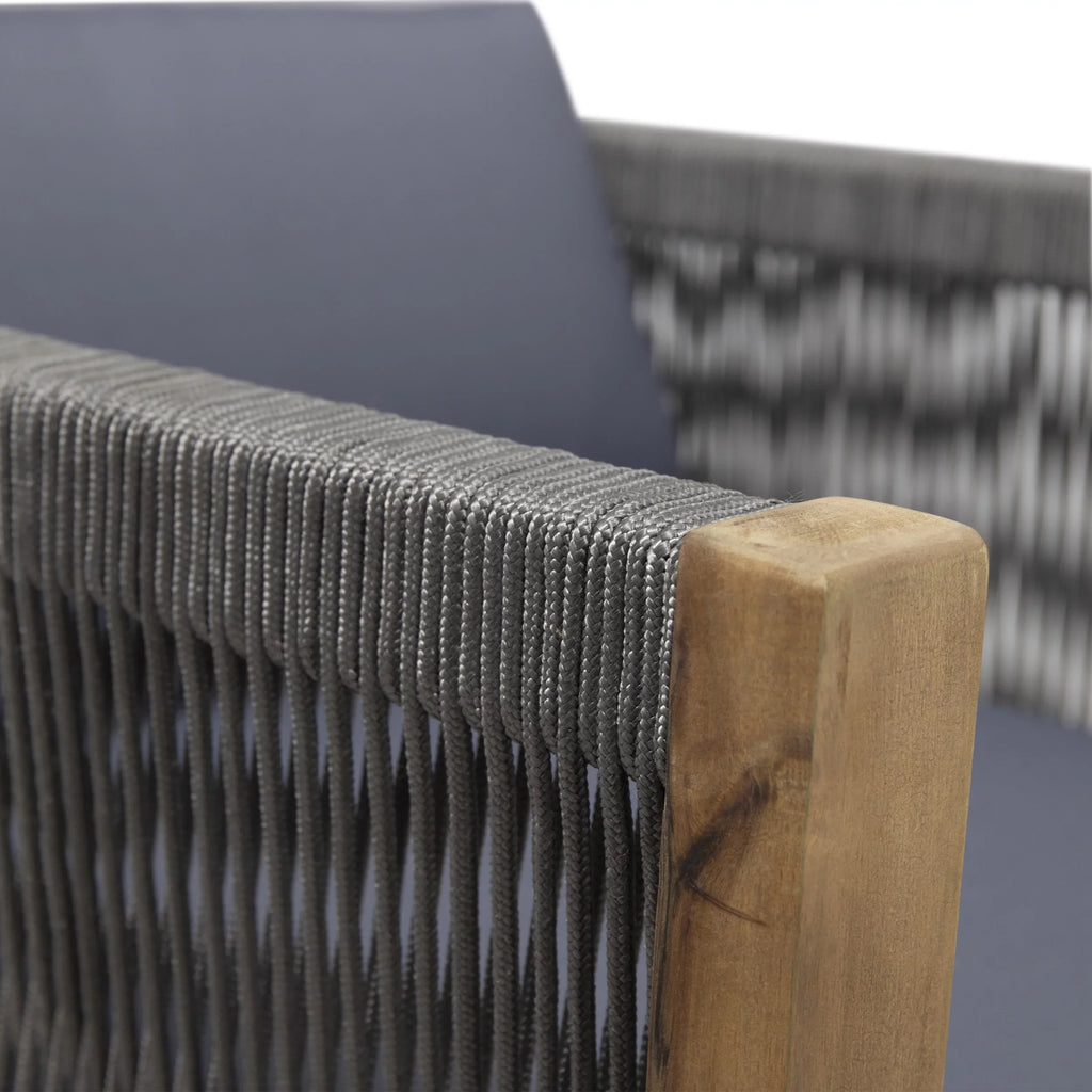 and with Acacia 4 Seater Gray exterior Cushions, and Wood Charlotte GDF Set Chat Teak Rope Studio