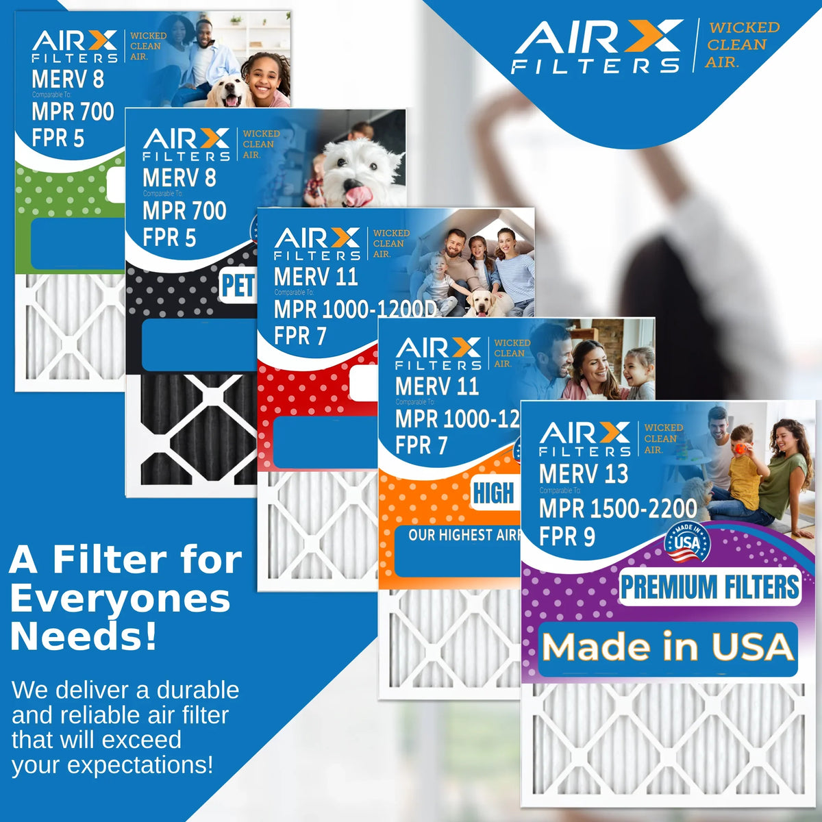 AIRX 8 Filter Air 700 by to MERV AIR. Pack FPR 2 16x25x5 FILTERS 16x25x5 Made with Furnace Filter 4511 CLEAN 5 Premium WICKED USA MPR Compatible & Comparable ReservePro