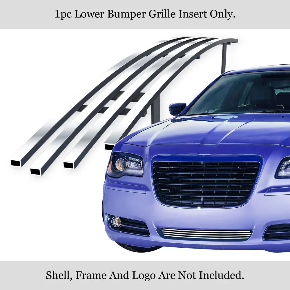 Chrysler 300 Stainless Compatible APS Chrome Steel Bumper Grille Billet 8x6 with 2011-2014 Lower N19-S10366R Premium 300C