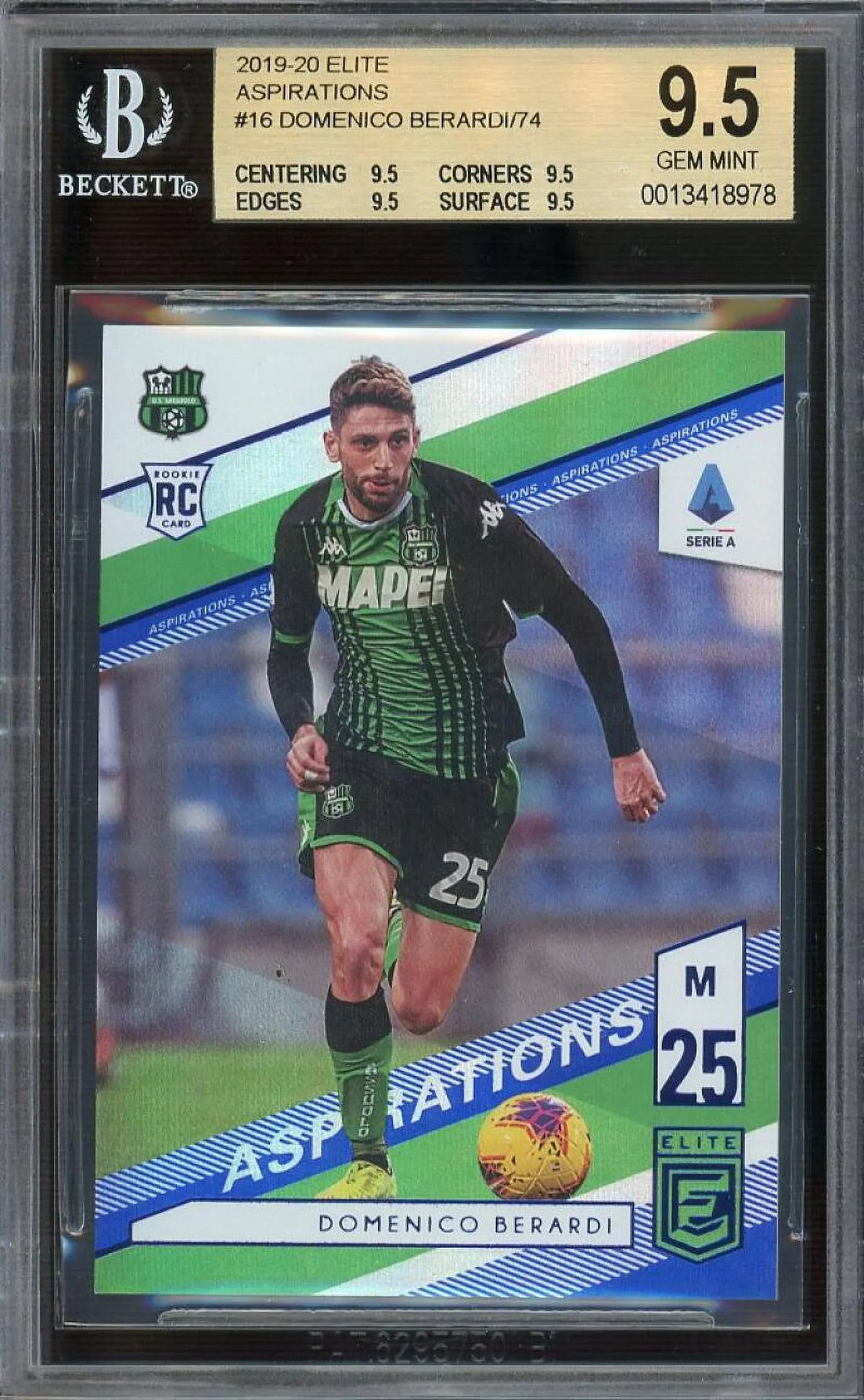 BGS RC Elite #E16 Chronicles Berardi Panini 9.5 Aspirations 2019-20 03/74 Domenico