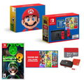 Carrying with Case - of & - One New Games Switch Mario Download Red with Mansion Bundle - 64GB SD Mario Bundle Micro Luigi's Three 3 Joy-Con Switch Choose Nintendo