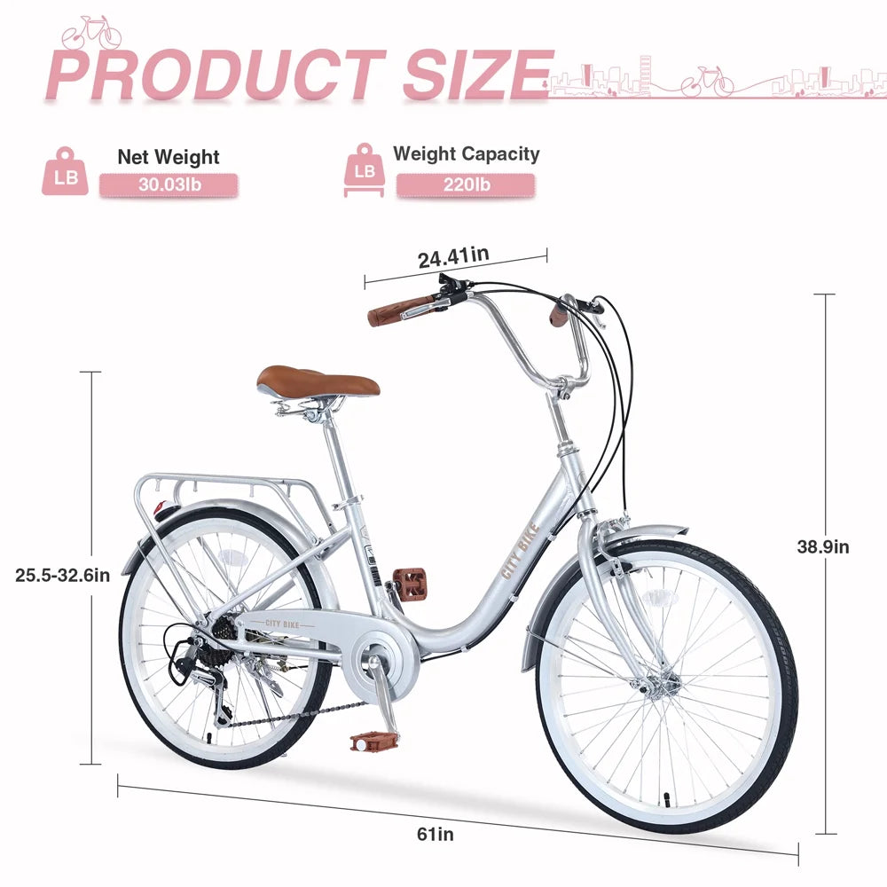 je Girls Bicycle and Bike 8+Years, Aluminium jx Alloy Yone Inch derailleur,Silver Frame,7-speed Kids Ages 22 for Shifter